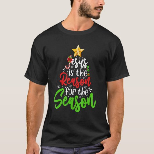 Jesus Is The Reason For The Season Tree Christian T-Shirt (Vorderseite)