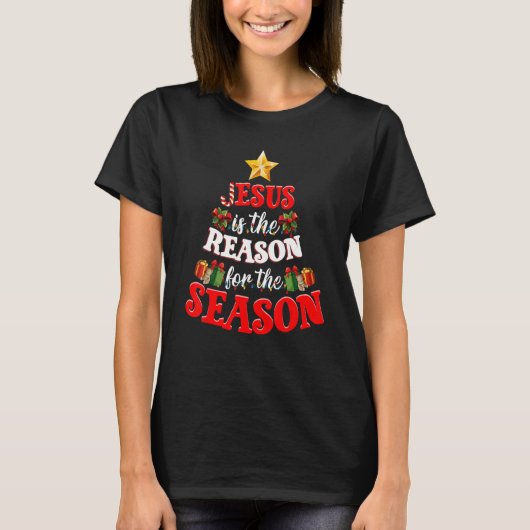 Jesus Is The Reason For The Season Tree Christmas T-Shirt (Vorderseite)