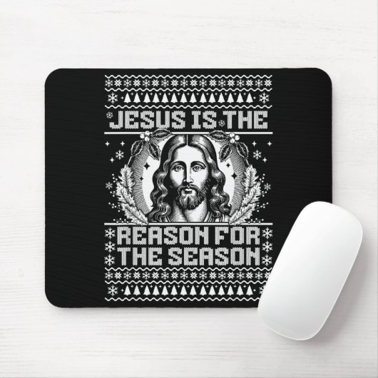 Jesus Is The Reason For The Season - Ugly Christma Mousepad (Mit Mouse)