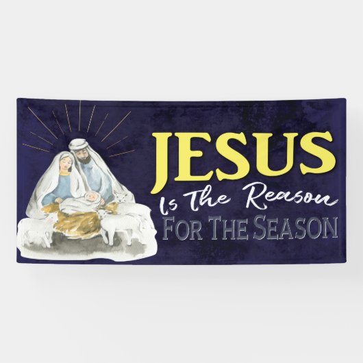 Jesus Is The Reason Nativity Christmas Church Banner (Horizontal)