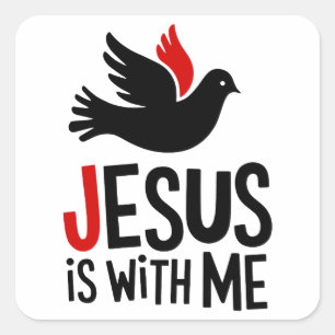 Jesus is with me Gitarrenplektra Quadratischer Aufkleber