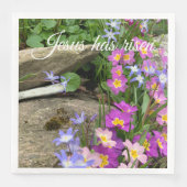 Jesus ist auferstanden | Blumengarten Christlich O Serviette (Vorderseite)