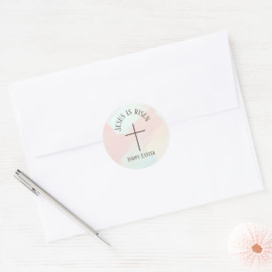 Jesus ist auferstanden Ostern Pastell Pinselstrich Runder Aufkleber