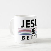 Jesus ist besser kaffeetasse (Vorderseite Links)