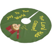 Jesus ist "Das Bestste Geschenk" auf einem Polyester Weihnachtsbaumdecke (Schrägansicht)