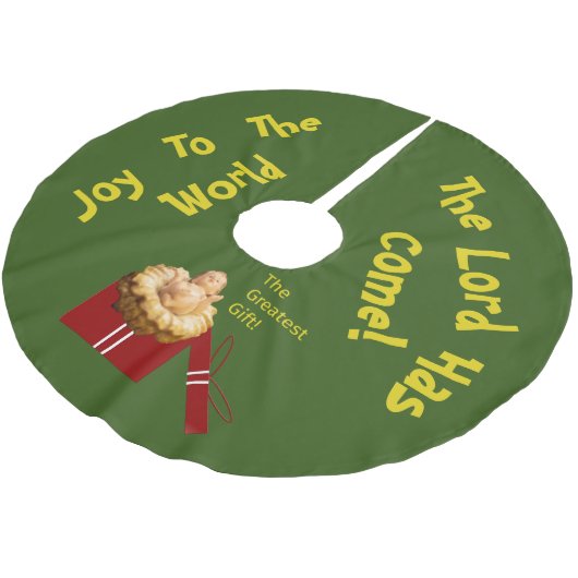 Jesus ist "Das Bestste Geschenk" auf einem Polyester Weihnachtsbaumdecke (Schrägansicht)