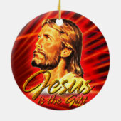 Jesus ist das Geschenk 2 und 3 Keramikornament (Hinten)