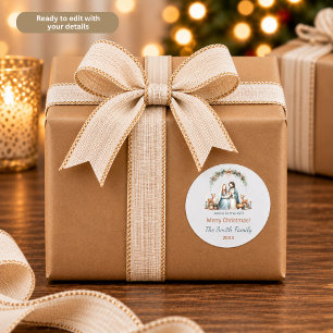 Jesus ist das Geschenk Blaue Weihnachtsgeschichte Runder Aufkleber