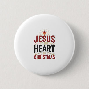 Jesus ist das Herz des Weihnachten Vintage-Shirt Button