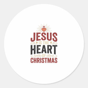 Jesus ist das Herz des Weihnachten Vintage-Shirt Runder Aufkleber