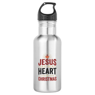 Jesus ist das Herz des Weihnachts Vintage-Shirts Edelstahlflasche