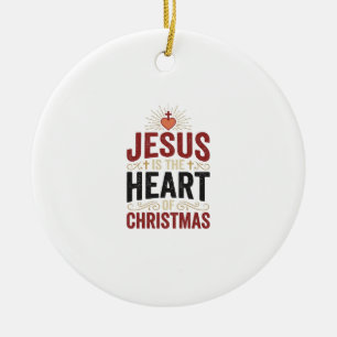 Jesus ist das Herz des Weihnachts Vintage-Shirts Keramik Ornament