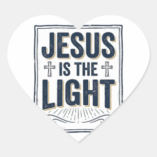 Jesus ist das Licht Vintage-Christen-Shirt Herz-Aufkleber