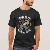 Jesus ist das Vermisste Stück, Kreuz, Puzzleteile T-Shirt (Vorderseite)