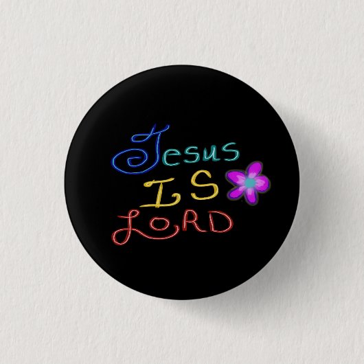 Jesus ist der farbenfrohe LORD-Script Black Button (Vorderseite)
