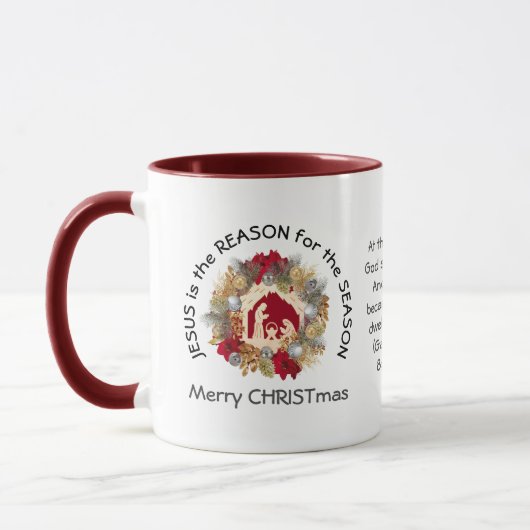 JESUS IST DER GRUND FÜR Christliche Weihnachtsfeie Tasse (Links)