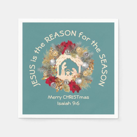 JESUS IST DER GRUND FÜR DAS blaue Weihnachtsbuch N Serviette (Vorderseite)