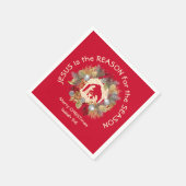 JESUS IST DER GRUND FÜR DAS Red Christmas Paper Serviette (Ecke)