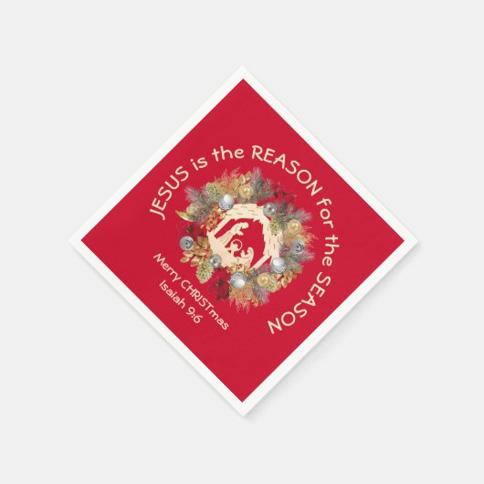 JESUS IST DER GRUND FÜR DAS Red Christmas Paper Serviette (Ecke)
