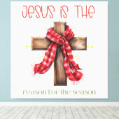 Jesus ist der Grund für das Weihnachtskreuz Leinwanddruck (Insitu (Holzboden))