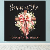 Jesus ist der Grund für das Weihnachtskreuz Leinwanddruck (Insitu (Holzboden))