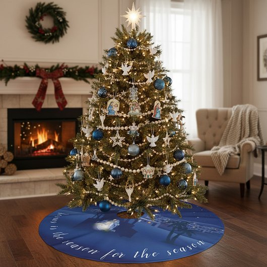 Jesus ist der Grund für die Geburt Polyester Weihnachtsbaumdecke