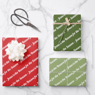 Jesus ist der Grund für die Jahreszeit Rotes Grü Geschenkpapier Set