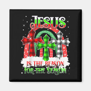 Jesus ist der Grund für die Regenbogen-Weihnachtsz Magnet