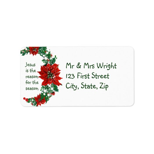 Jesus ist der Grund für die Saison Holly Design Adressaufkleber (Vorne)