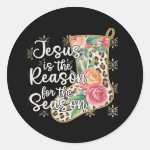 Jesus ist der Grund für die Saison Strumpf Preppy Runder Aufkleber