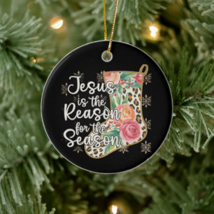 Jesus ist der Grund für die Weihnachtszeit Strumpf Keramik Ornament