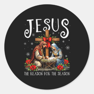 Jesus ist der Grund für die Weihnachtszeit Xmas Runder Aufkleber