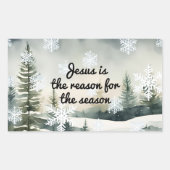 Jesus ist der Grund für die Wintersaison Rechteckiger Aufkleber (Vorderseite)