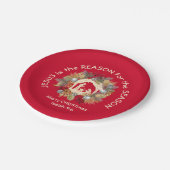 JESUS IST DER GRUND FÜR Red Christmas Pappteller (Schrägansicht)