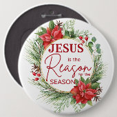 Jesus ist der Grund für Weihnachten der Jahreszeit Button (Vorne & Hinten)