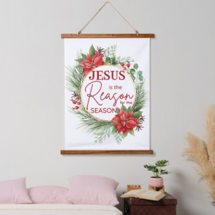 Jesus ist der Grund für Weihnachten der Jahreszeit Wandteppich Mit Holzrahmen
