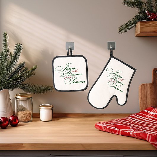 Jesus ist der Grund Oven Mitt und Pot Holder Ofenhandschuh & Topflappen-Set