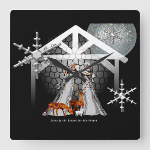 Jesus ist der Grund während der Jahreszeit Quadratische Wanduhr