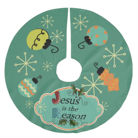 Jesus ist der Grund-Weihnachtsbaum-Rock Polyester Weihnachtsbaumdecke (Vorderseite)