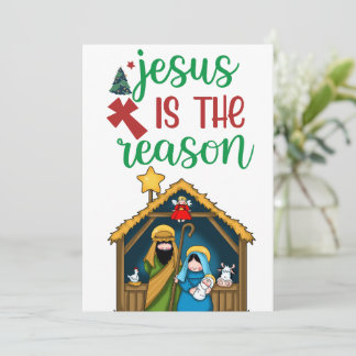 "Jesus ist der Grund" Weihnachtskrippe Heilige Fam Feiertagskarte