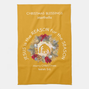 JESUS IST DER GRUND Yellow Custom Christmas Geschirrtuch