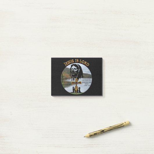 Jesus ist der Herr Post-it Klebezettel (Auf Schreibtisch)