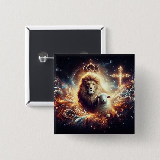 Jesus ist der Löwe und das Lamm Button (Vorne & Hinten)