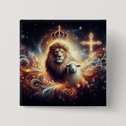 Jesus ist der Löwe und das Lamm Button (Vorderseite)