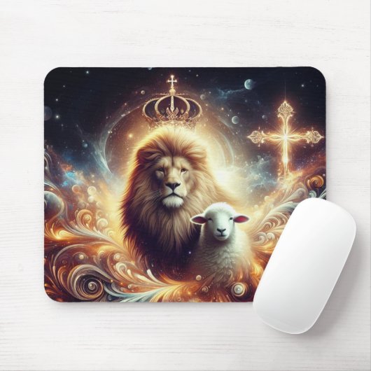 Jesus ist der Löwe und das Lamm Mousepad (Mit Mouse)