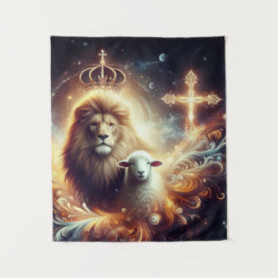 Jesus ist der Löwe und das Lamm Wandteppich
