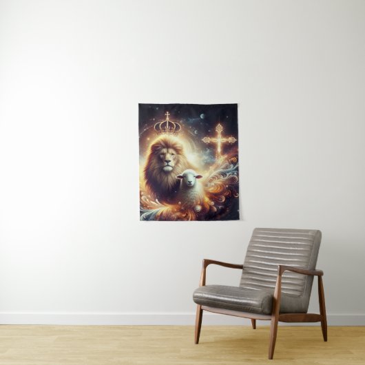 Jesus ist der Löwe und das Lamm Wandteppich (Beispiel)