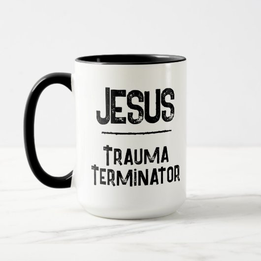 Jesus ist der Trauma-Terminator Christliche Hoffnu Tasse (Links)