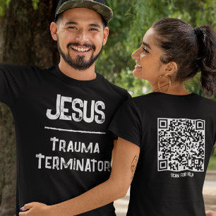 Jesus ist der Trauma-Terminator QR-Code Christlich T-Shirt