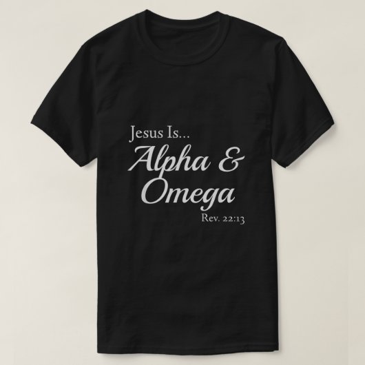Jesus ist die Alpha-Omega-Offenbarung T-Shirt (Design vorne)